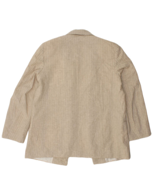 Zara Womens Open Blazer Jacket UK 16 Large Beige Rayé