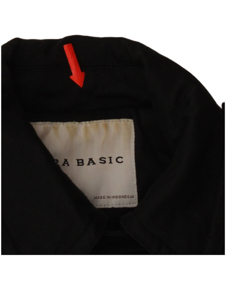 Zara Veste Militaire Femme UK 12 Medium Noir Nylon