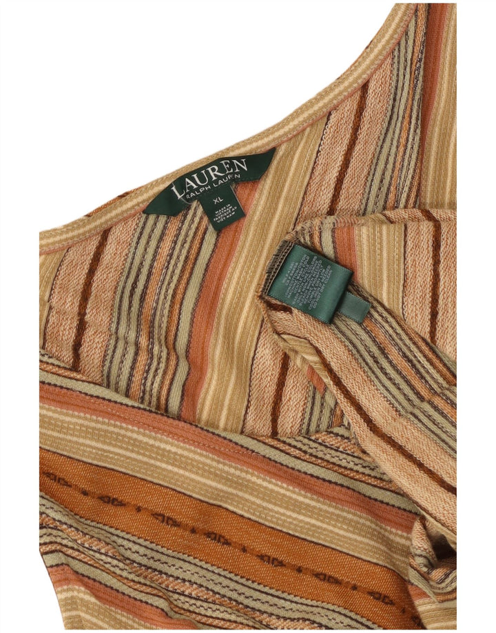 RALPH LAUREN Robe longue sans manches pour femme UK 18 XL Beige Rayé