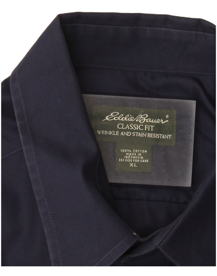 EDDIE BAUER Chemise Coupe Classique Homme XL Bleu Marine Coton