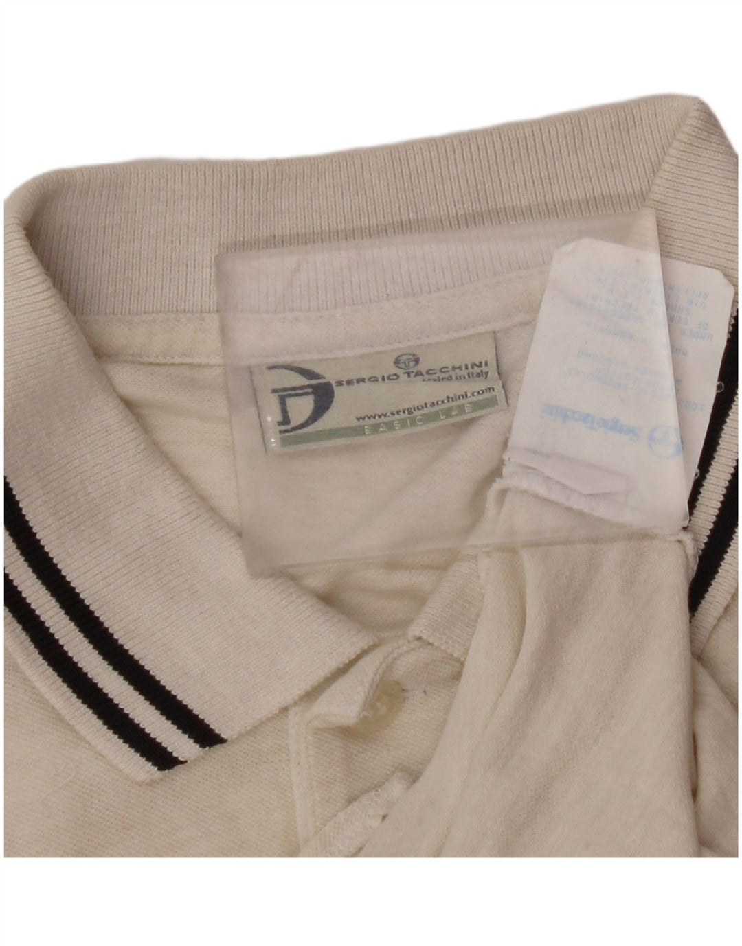 SERGIO TACCHINI Polo Homme Large Blanc Cassé Coton