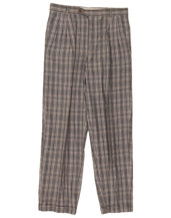 Pantalon de costume taille haute femme vintage IT 46 Large W30 L30 Gris Check