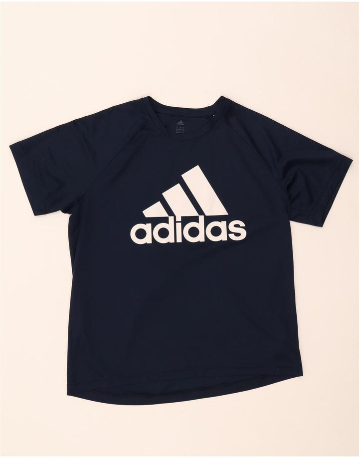 Adidas Hommes Climalite Graphic T-Shirt Top Large Bleu Marine Polyester