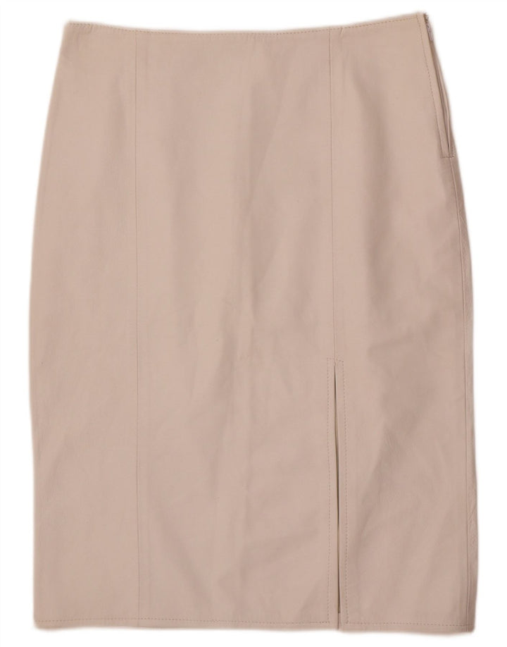 jupe en cuir femme vintage IT 48 XL W32 Blanc