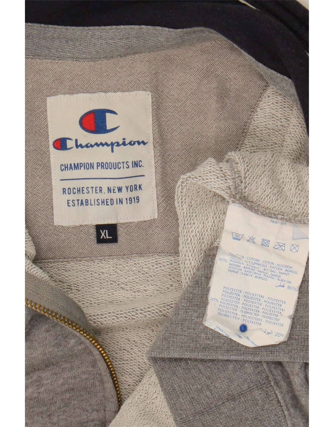 CHAMPION Veste de Survêtement Homme XL Gris Chiné Coton
