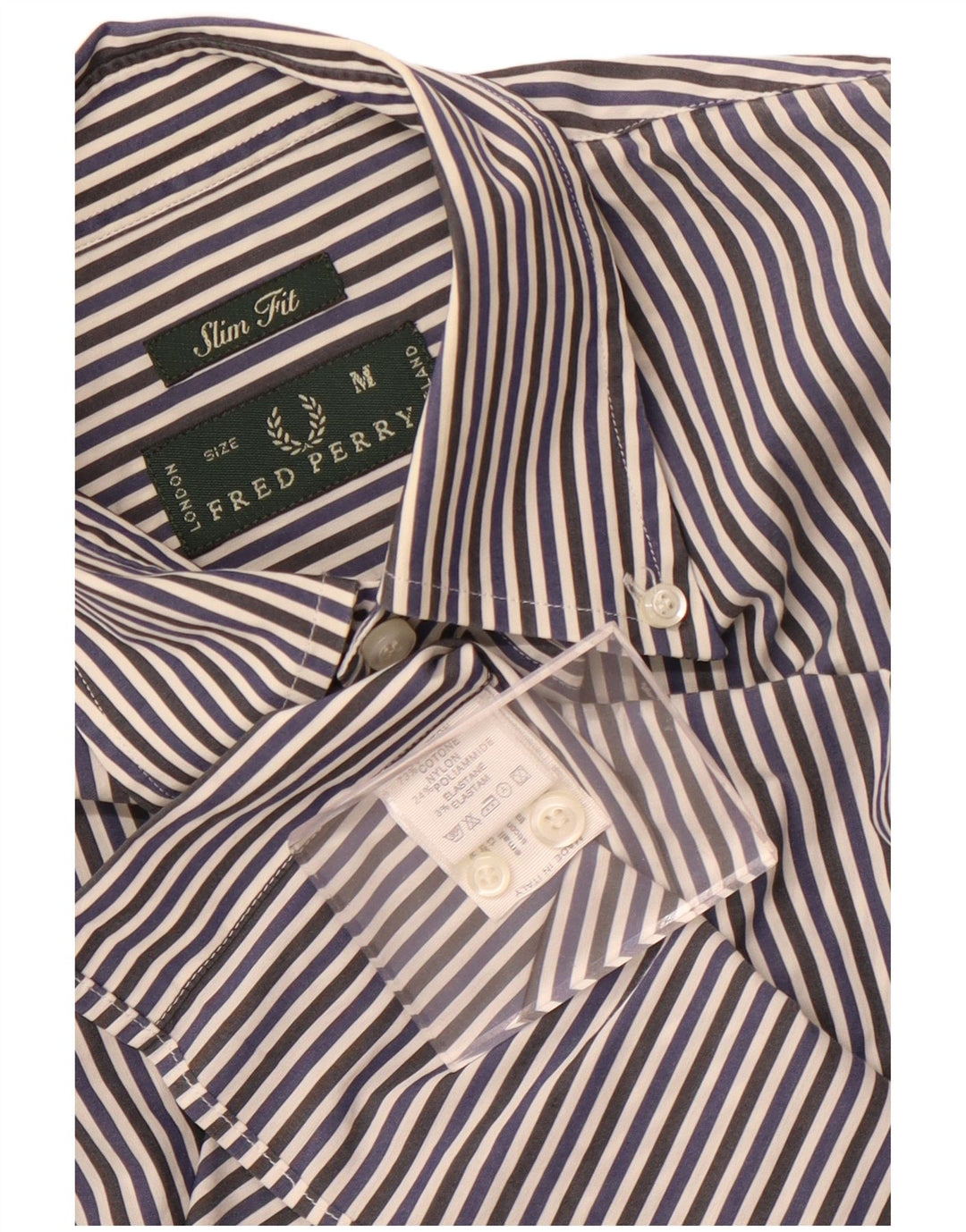 Fred Perry Chemise Slim Fit Homme Bleu Marine Moyen en Coton à Fines Rayures