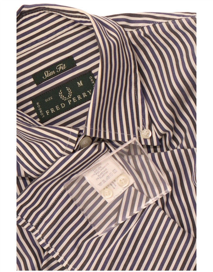 Fred Perry Chemise Slim Fit Homme Bleu Marine Moyen en Coton à Fines Rayures
