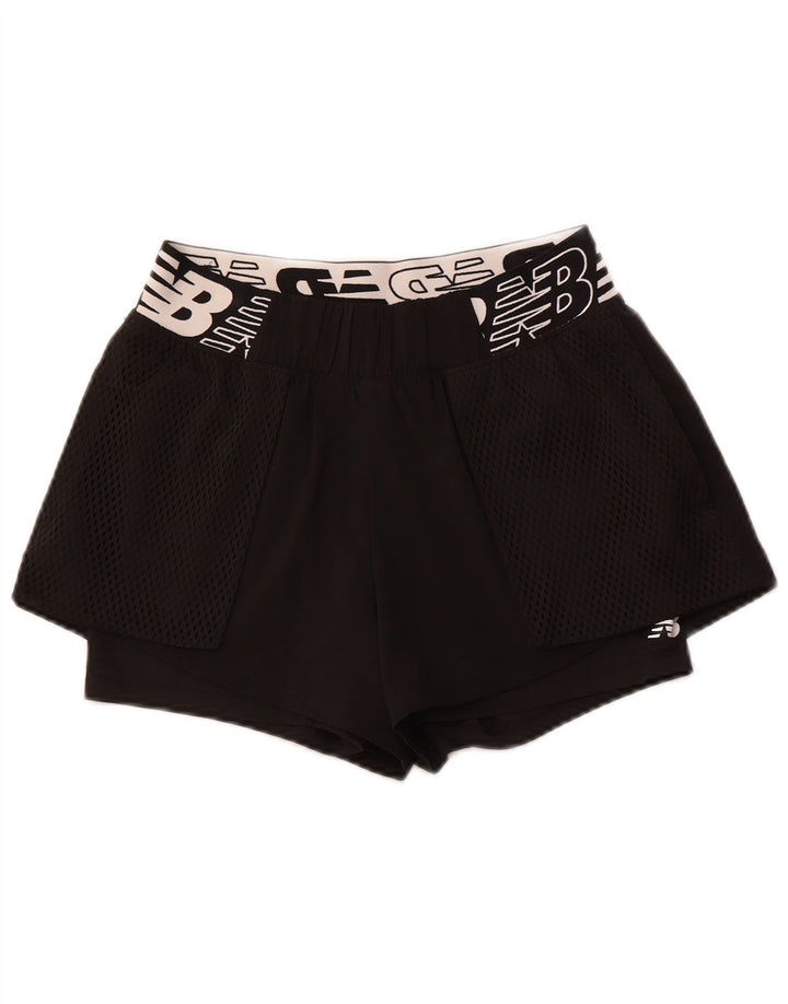 NEW BALANCE Short de sport graphique pour femme UK 10 Small Noir