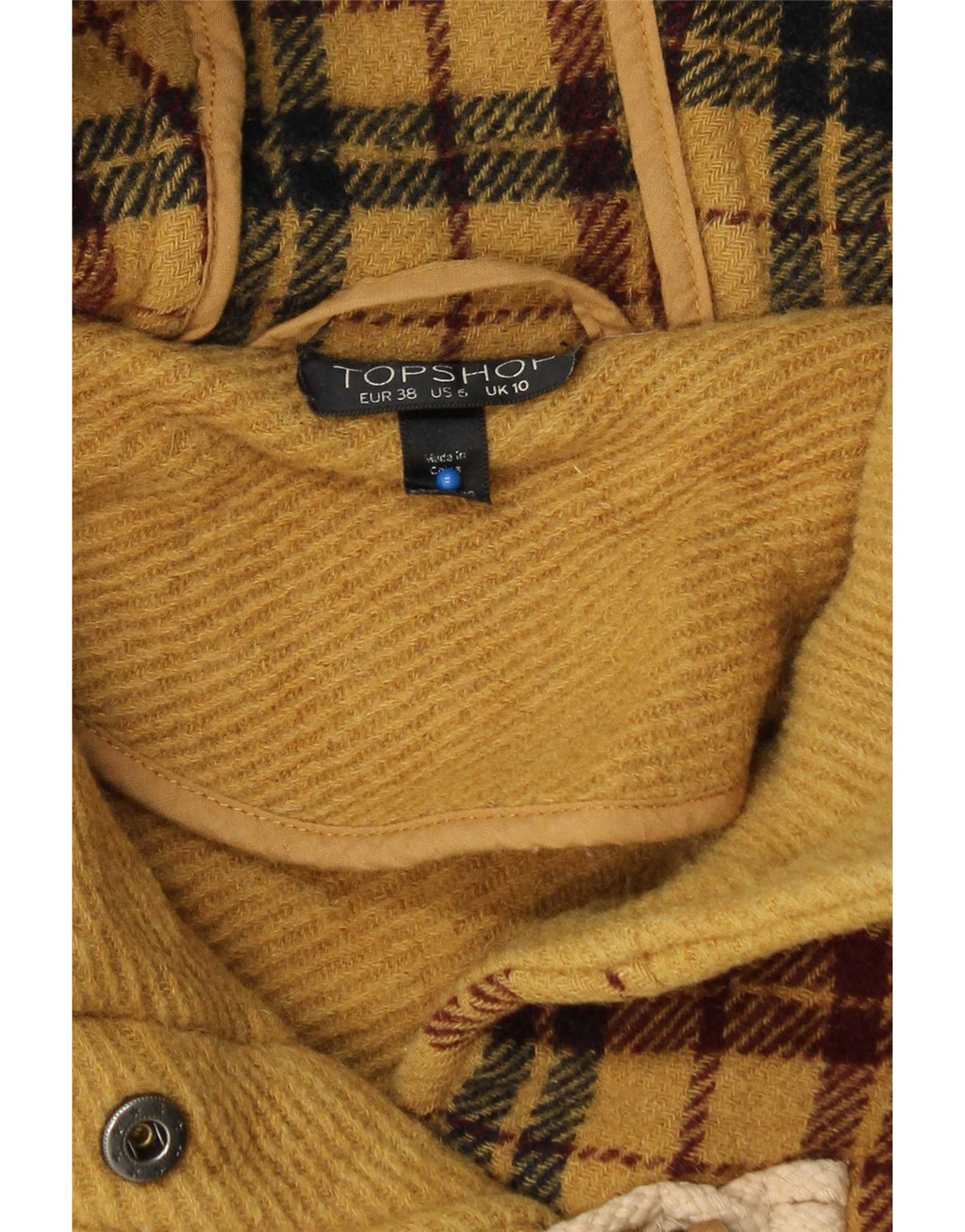Topshop Veste de sport à capuche pour femme UK 10 Petite laine à carreaux jaune