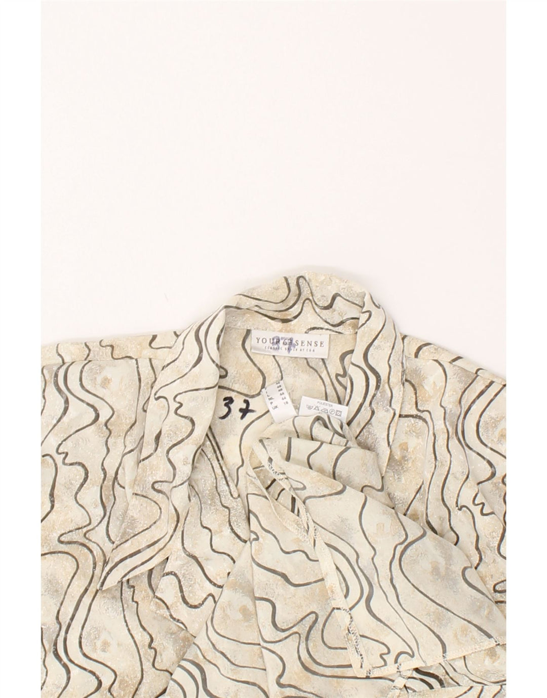 YOUR SIXTH SENSE Womens Abstract Pattern Shirt Blouse UK 18 XL Beige Vintage Your Sixth Sense and Second-Hand Your Sixth Sense from Messina Hembry 
