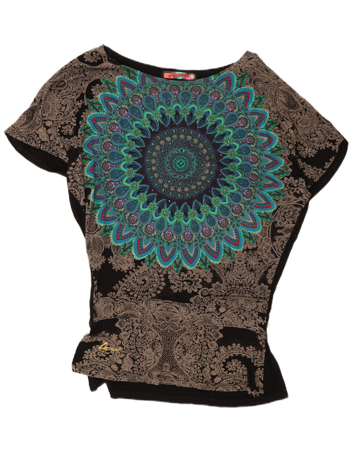 Desigual Chemisier graphique surdimensionné pour femme UK 14 Medium Black Paisley