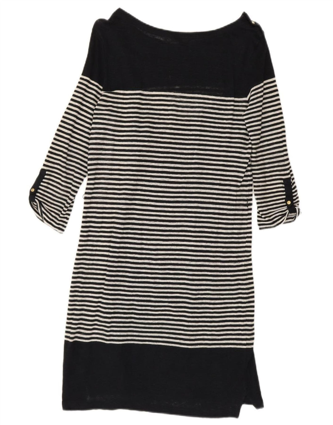 Massimo Dutti Robe droite à manches 3/4 pour femme UK 10 Petit Noir Rayé