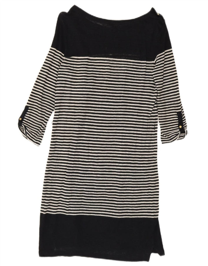 Massimo Dutti Robe droite à manches 3/4 pour femme UK 10 Petit Noir Rayé