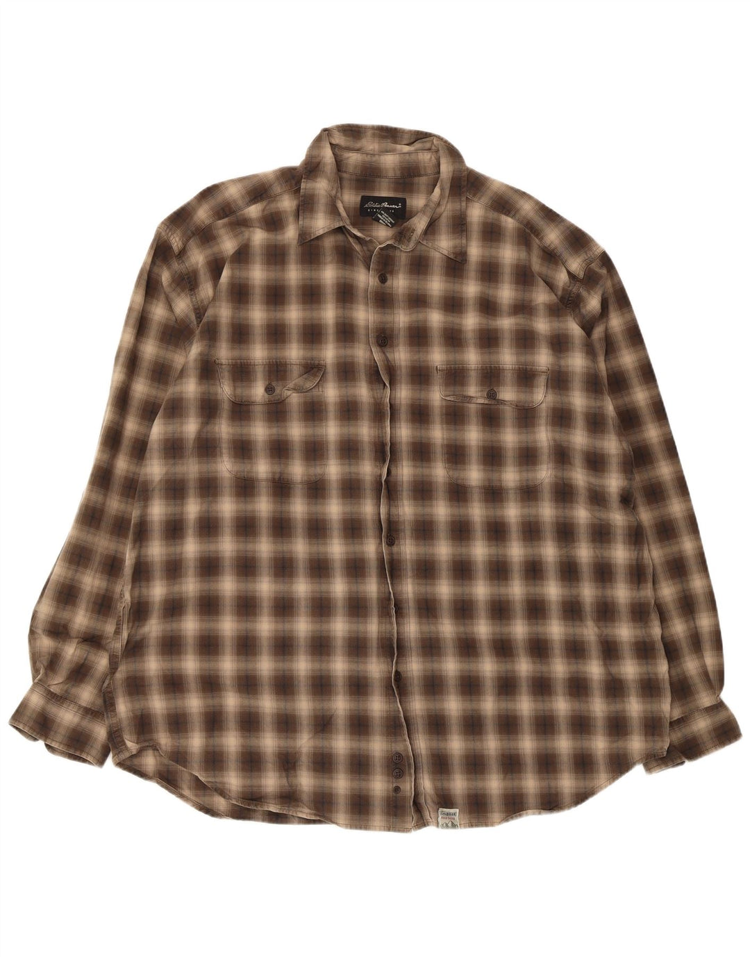 Eddie Bauer Chemise haute pour homme 2XL en coton à carreaux beige
