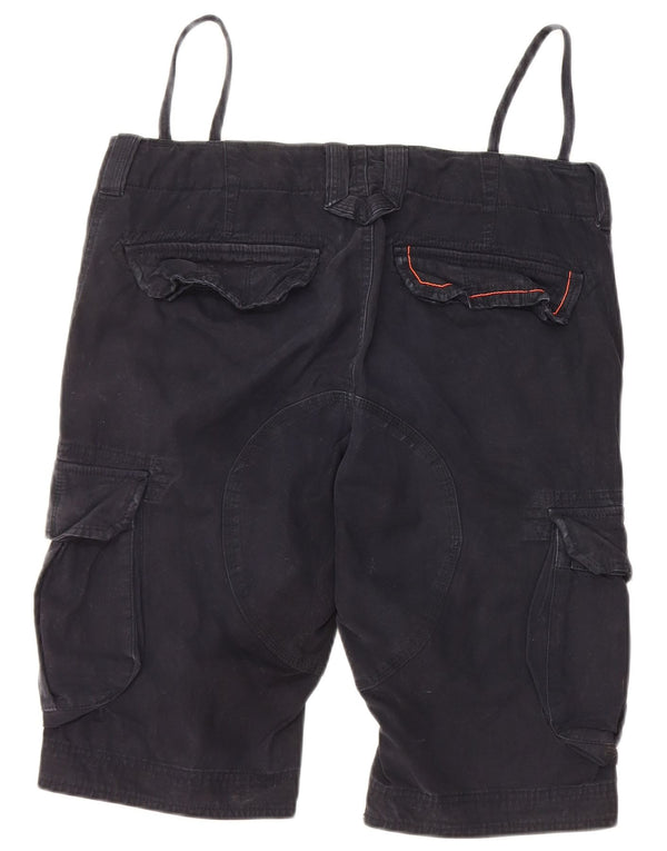 SUPERDRY Mens Cargo Shorts Medium W32 Navy Blue Cotton