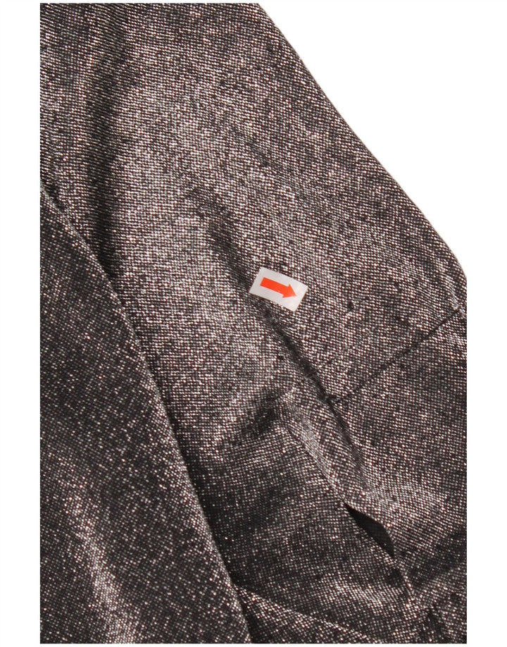 VINTAGE Chemisier surdimensionné femme UK 16 Grand polyester moucheté noir