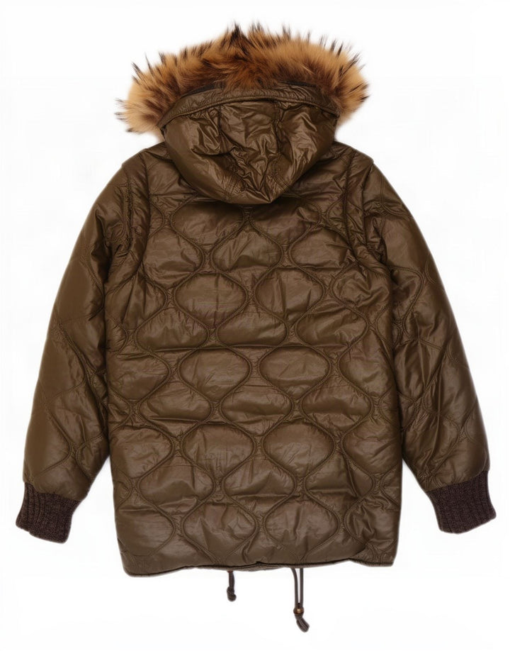Iceberg Manteau rembourré à capuche pour femme US 8 Medium Kaki Polyamide