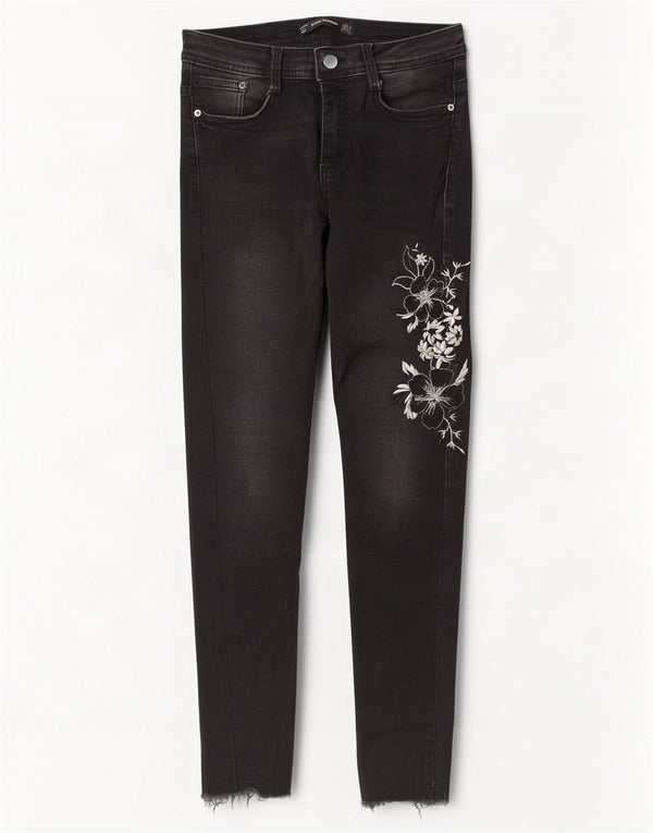 Zara Femme Trafaluc Skinny Jeans EU 36 XS W26 L27 Noir Floral