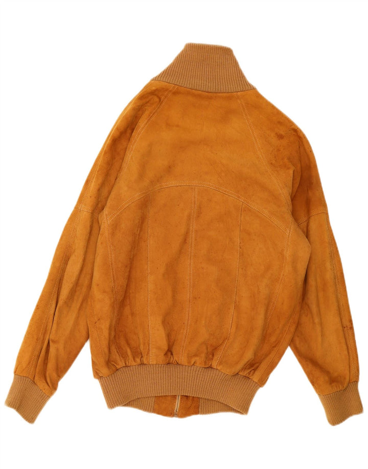 vintage Mens Suede Bomber Jacket IT 50 Grand Cuir Beige