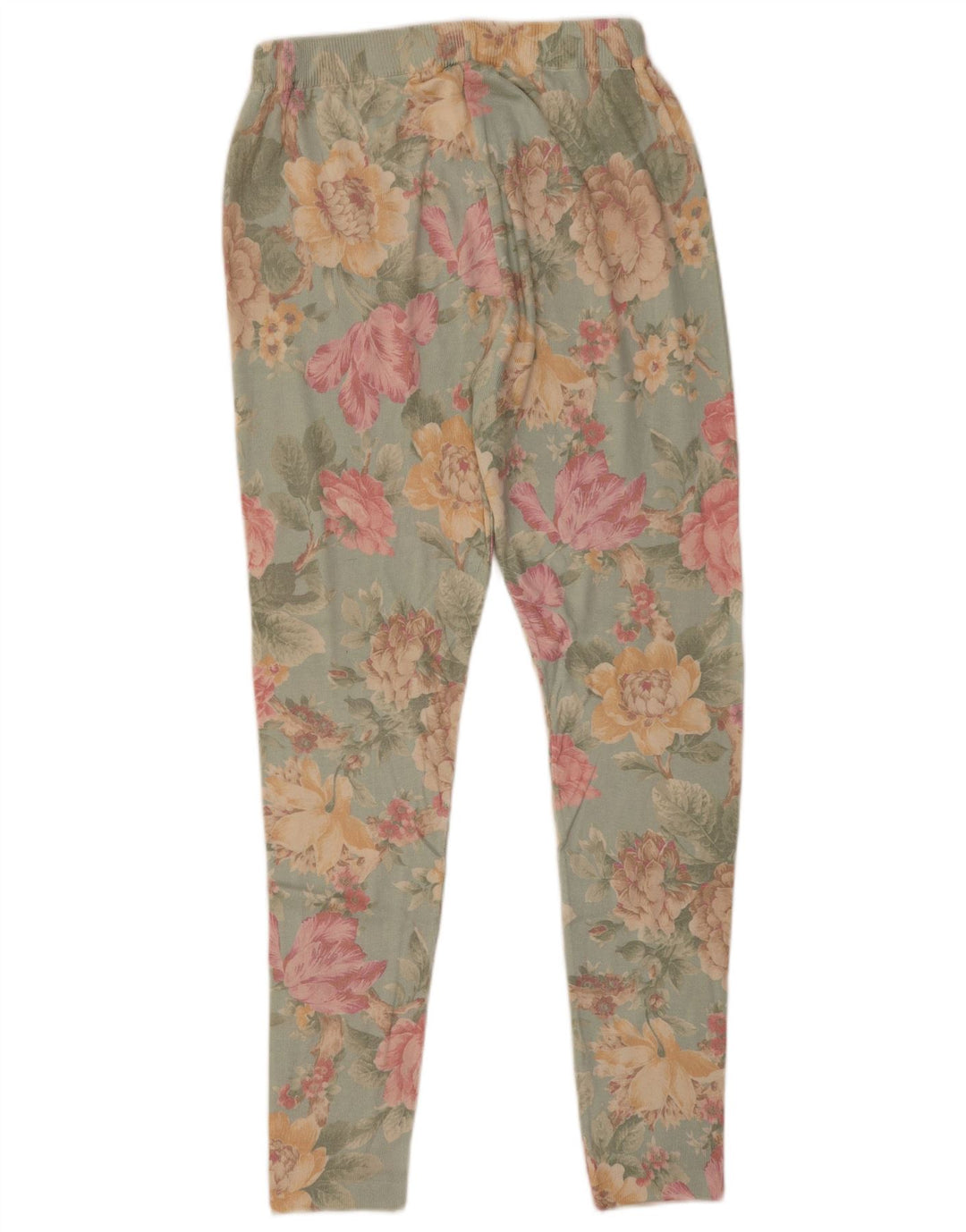 Leggings femme vintage UK 12 Viscose florale bleu moyen