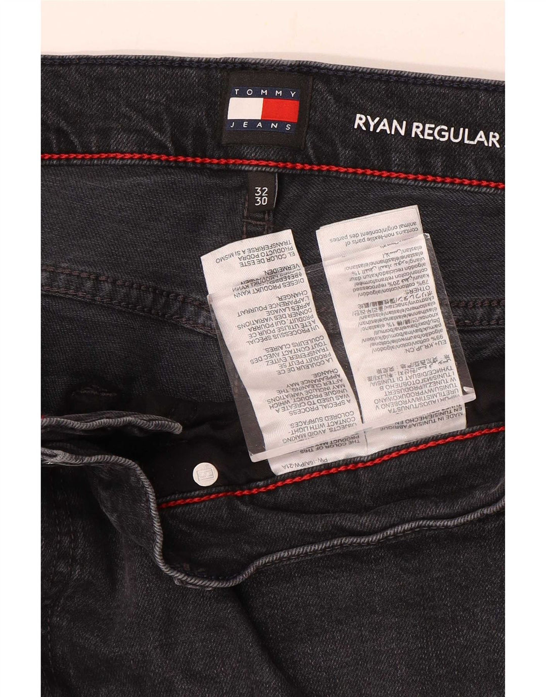 Tommy Hilfiger Jean droit Ryan homme W32 L30 gris coton