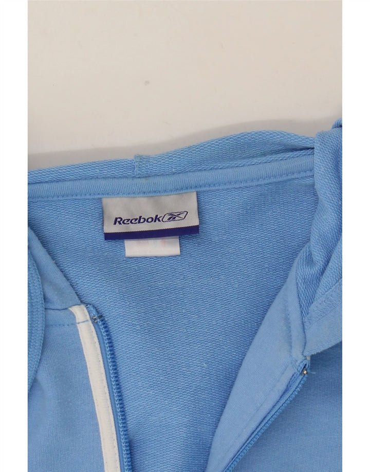 Reebok Pull à capuche zippé pour femme UK 10 Small Bleu Polyester