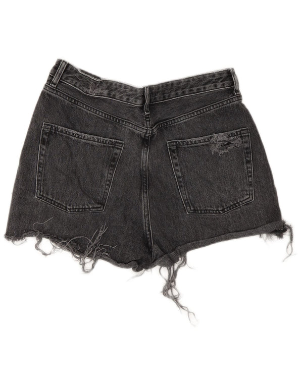 Topshop Womens Mom Denim Distressed Hot Pants UK 10 Small W28 Gris