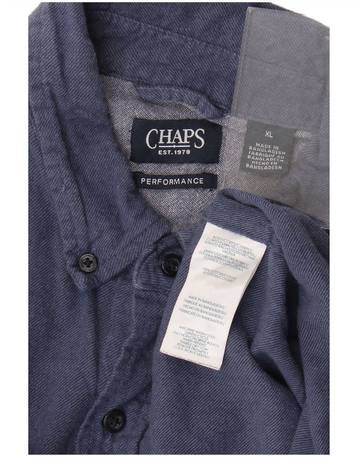 Chaps Chemise Flanelle Homme XL Bleu Marine Coton