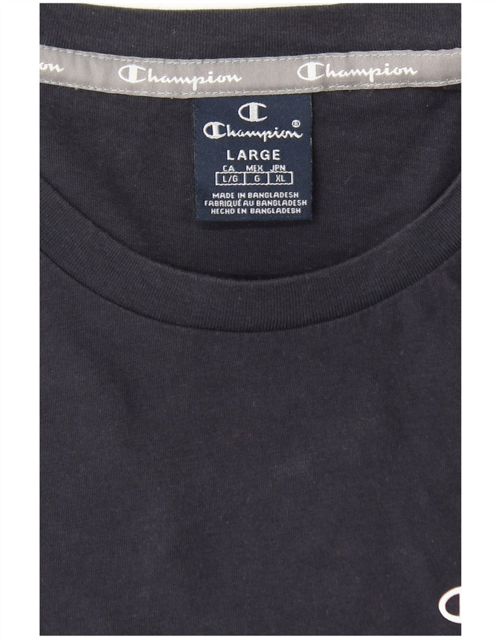 CHAMPION Mens T-Shirt Top Large Navy Blue Cotton