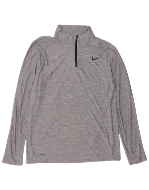 Nike Haut de survêtement Dri Fit à col zippé pour homme Gris moyen à fines rayures