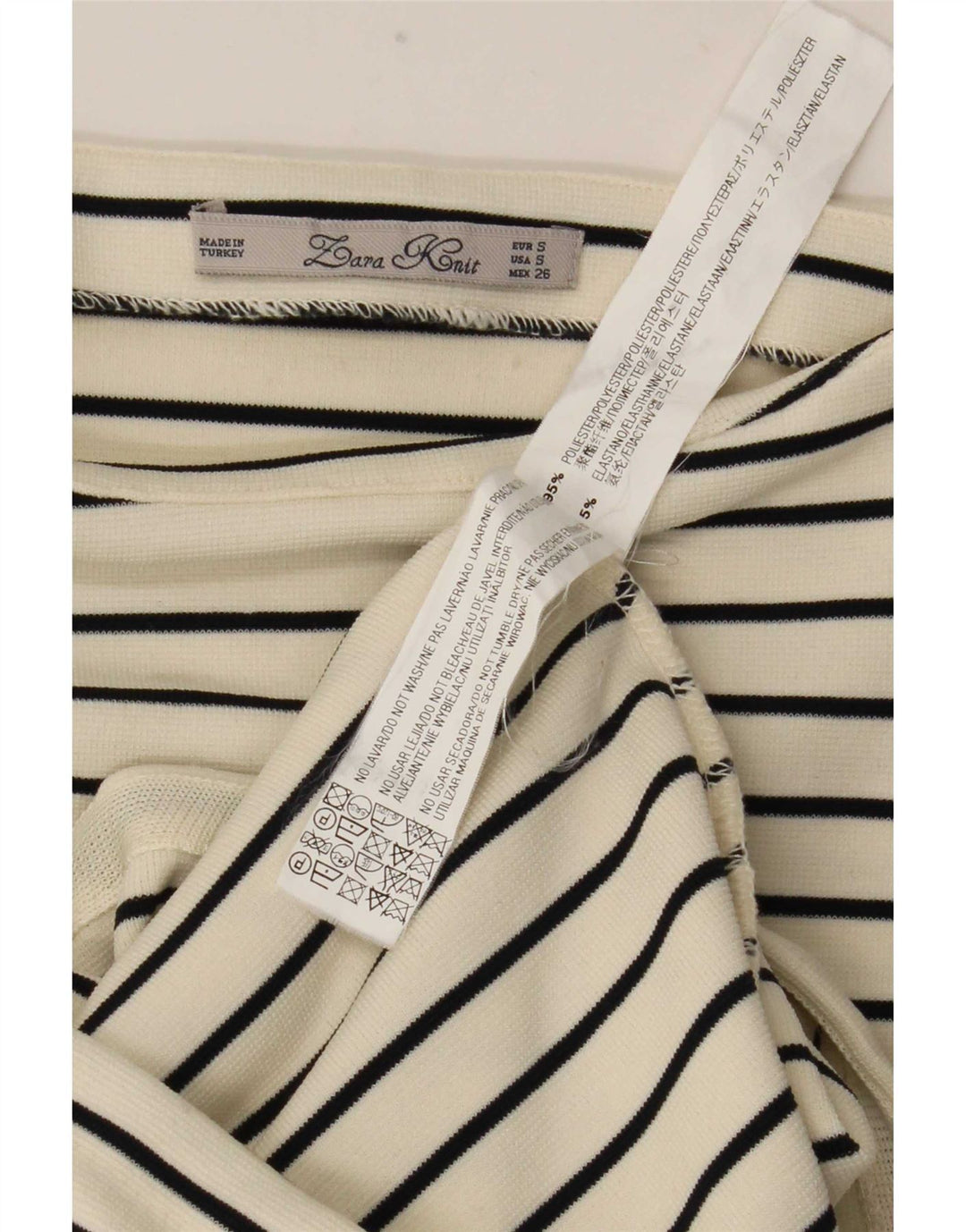 Zara Femme Robe Maxi Sans Manches UK 10 Petit Polyester Rayé Blanc