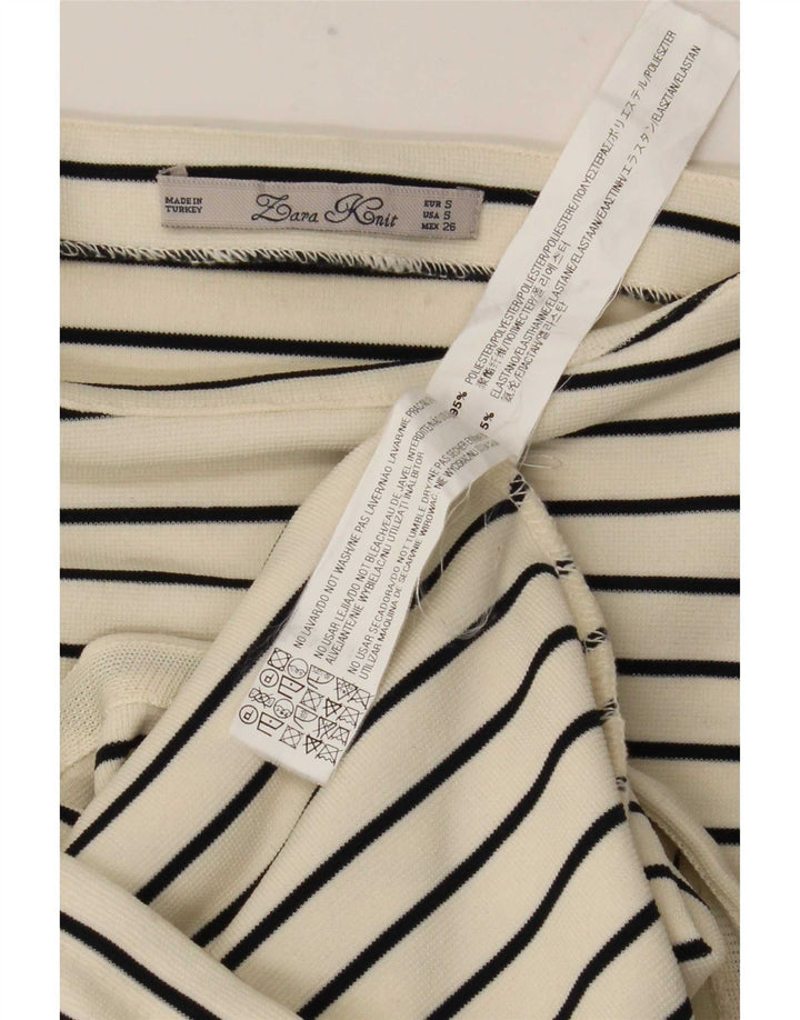 Zara Femme Robe Maxi Sans Manches UK 10 Petit Polyester Rayé Blanc