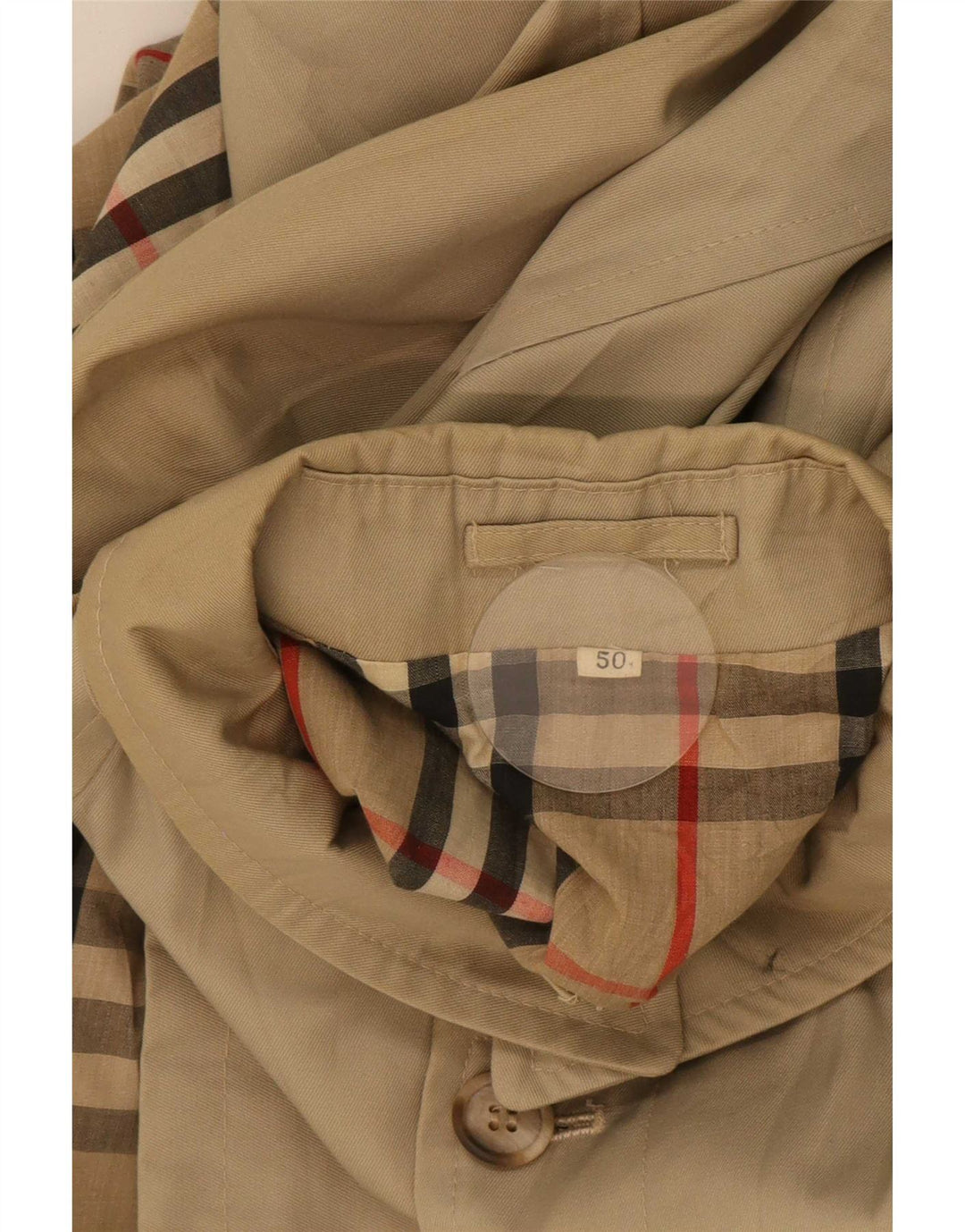 Trench-Coat Vintage Homme IT 50 Grand Polyester Beige