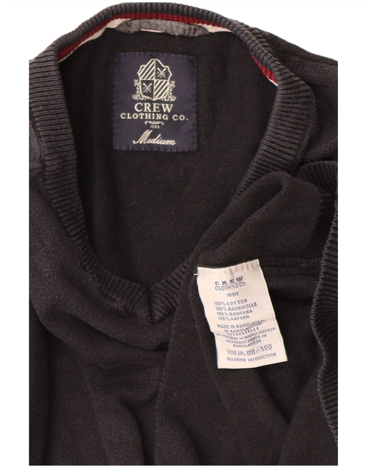 CREW CLOTHING Pull col V pour Homme en Coton Noir Moyen