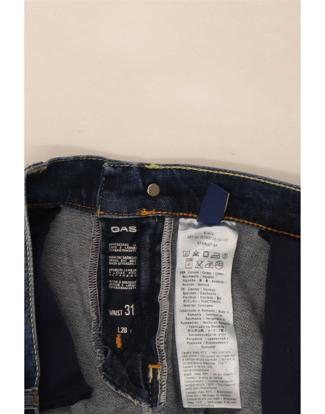 Gas Jean Slim Femme W31 L28 Bleu Coton