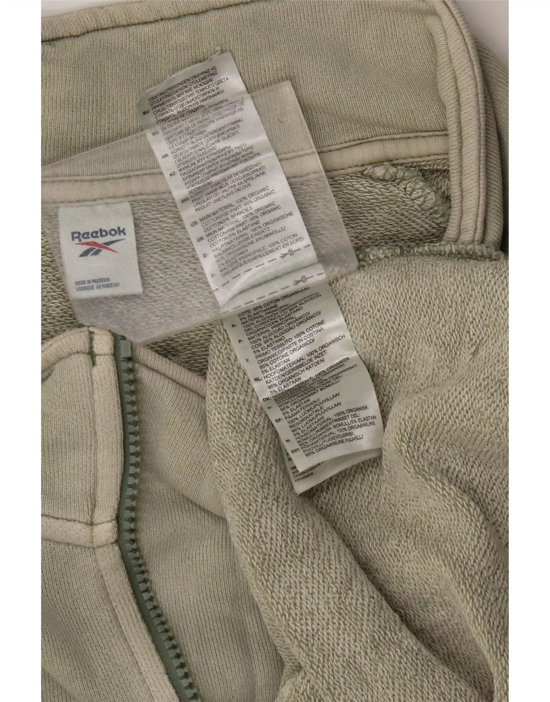 REEBOK Sweat-shirt à col zippé pour hommes, grand coton kaki