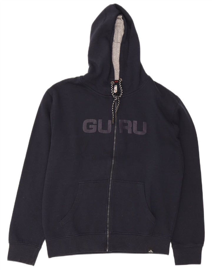 Guru Pull à capuche zippé graphique pour homme XL Bleu marine Polyester