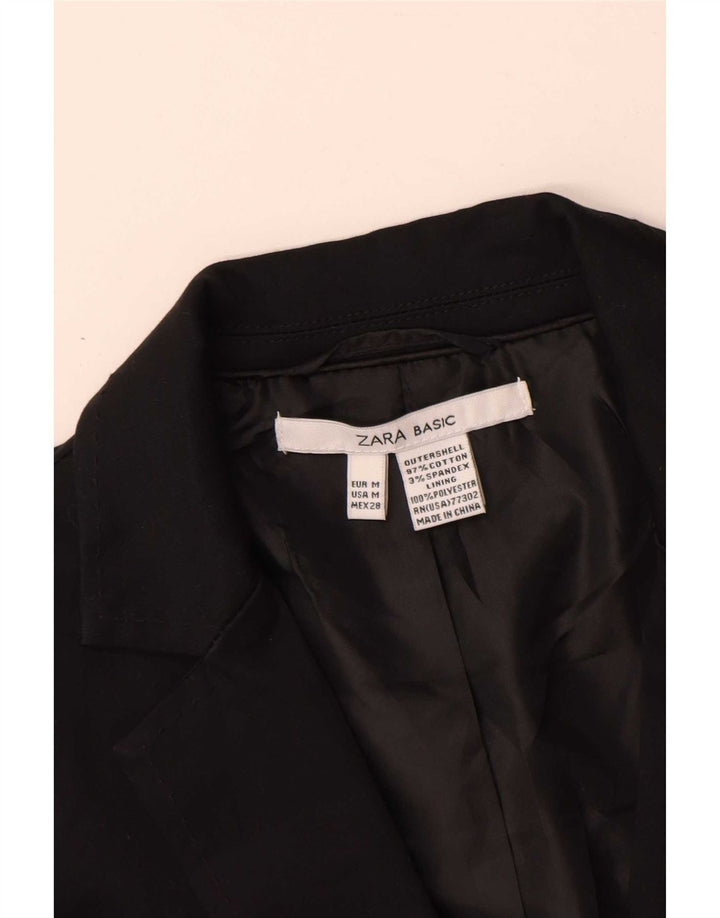 Zara Veste Blazer 1 Bouton Femme UK 12 Coton Noir Moyen