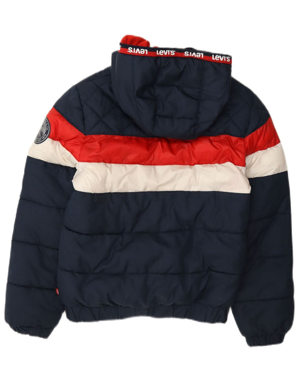 Levi's Veste matelassée à capuche graphique pour garçon 11-12 ans Bleu marine colour block