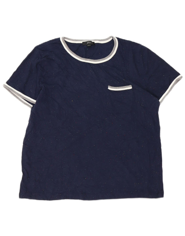 J. Crew T-Shirt Femme Top UK 16 Large Bleu Marine Moucheté Coton