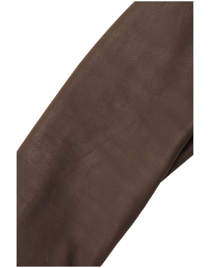 REPLAY Veste en cuir femme UK 10 Petit cuir gris
