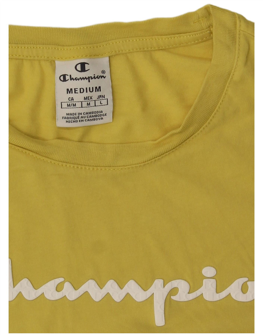 Champion T-shirt graphique pour femme UK 12 Jaune moyen