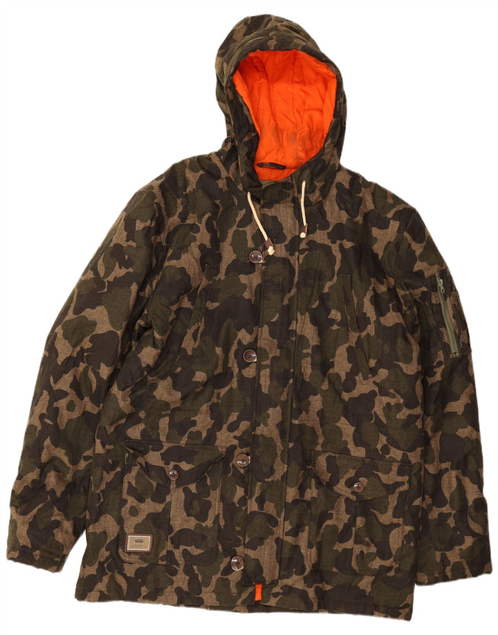 Vans Veste coupe-vent à capuche pour homme UK 52 XL Kaki Camouflage Polyester