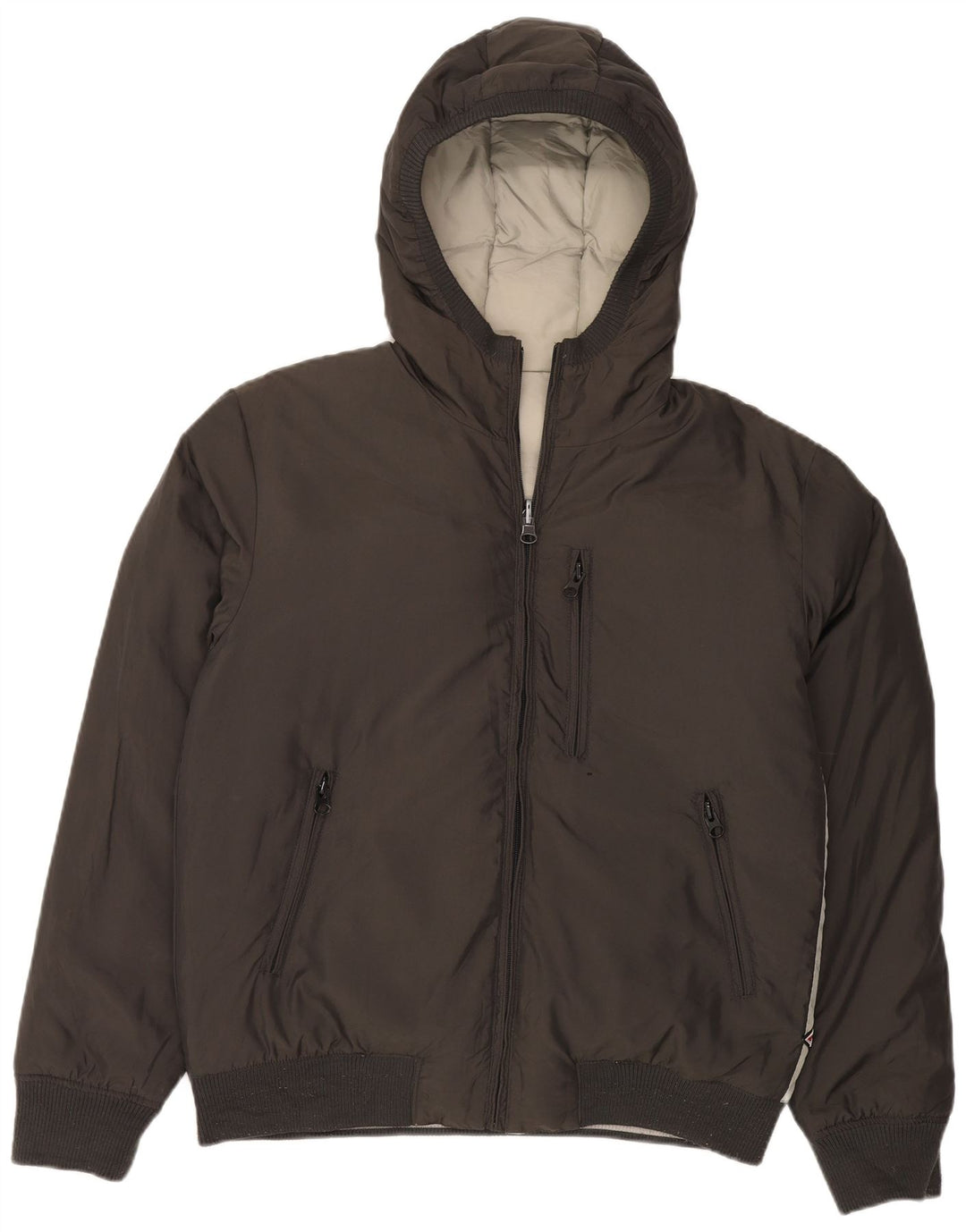 Bear Veste matelassée réversible à capuche pour homme UK 40 Large Gris Polyamide