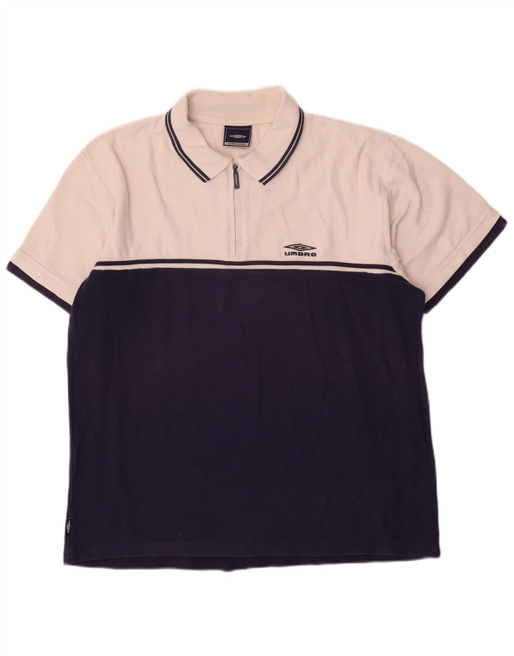 Umbro Polo Homme Blanc Moyen Colourblock Cotton