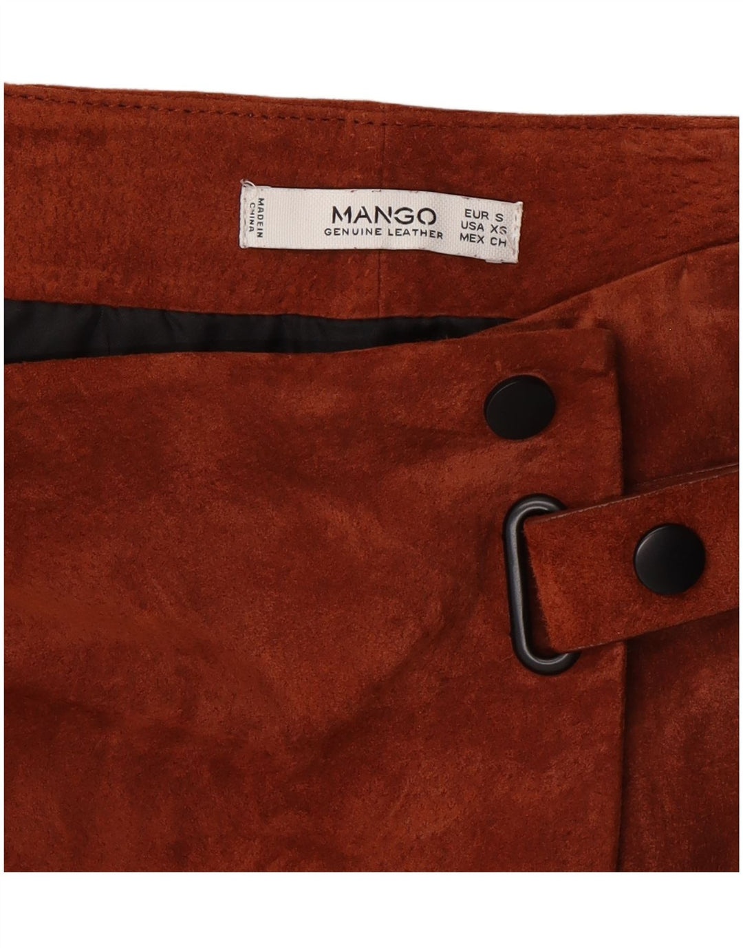 Mango Jupe portefeuille en daim pour femme Small W26 Marron