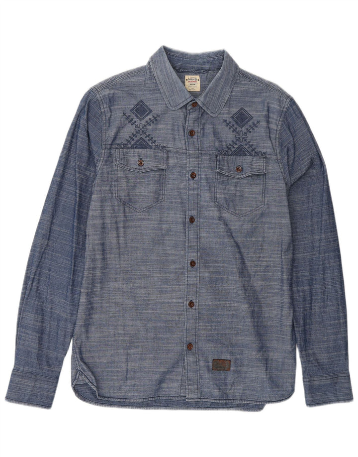 VANS Chemise homme Petit coton à fines rayures bleues