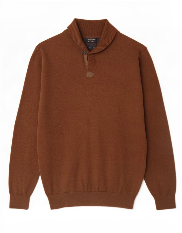 Massimo Dutti Pull col châle pour homme XL en coton marron