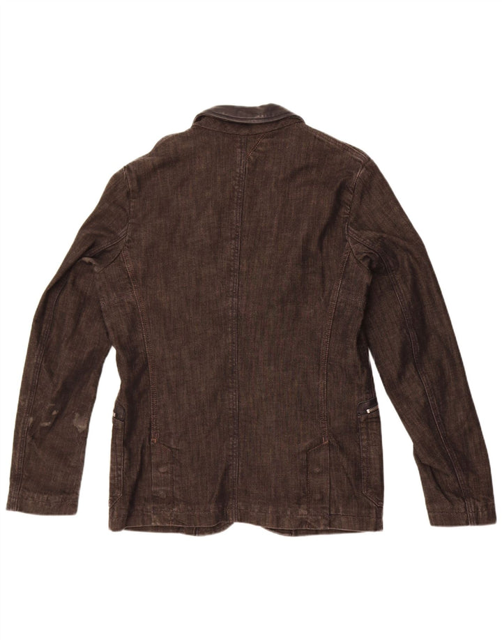 Diesel Veste blazer en jean à 3 boutons pour homme UK 38 Coton moucheté noir moyen