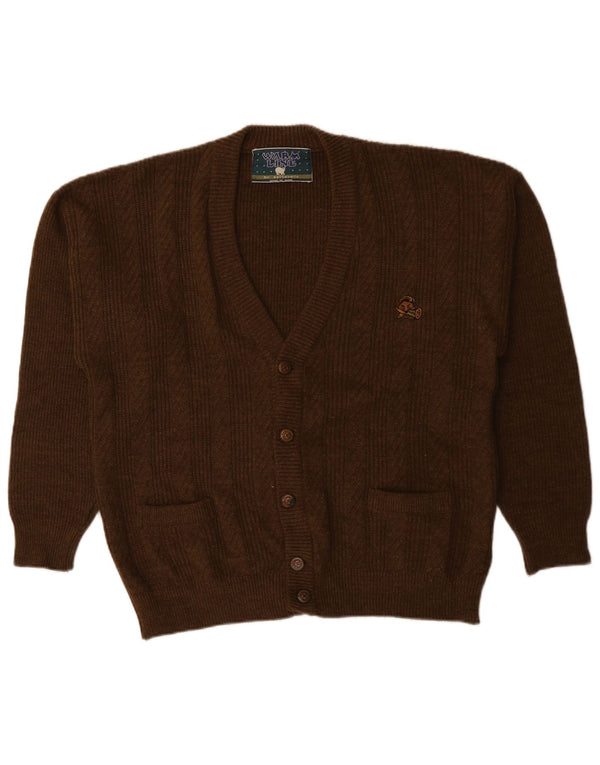 Settebello Mens Cardigan Sweater XL Brown Wool